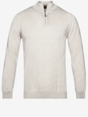 Beige Half Zip Merino Wool Jumper