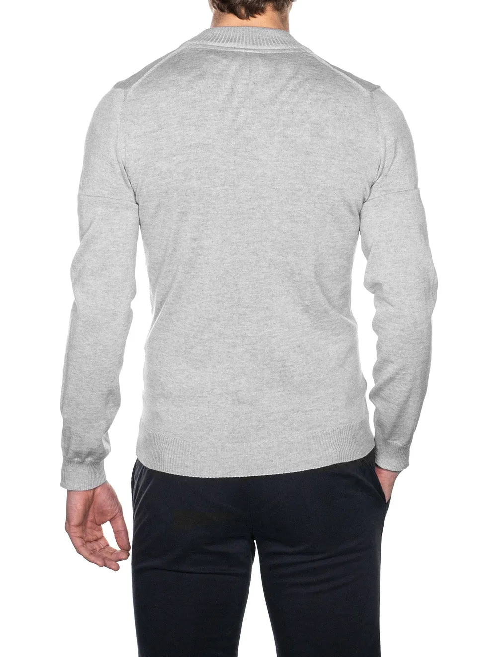 Half Zip Merino Wool Jumper Grey