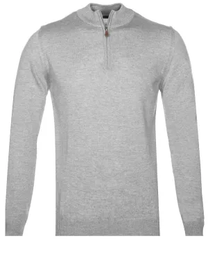 Half Zip Merino Wool Jumper Grey