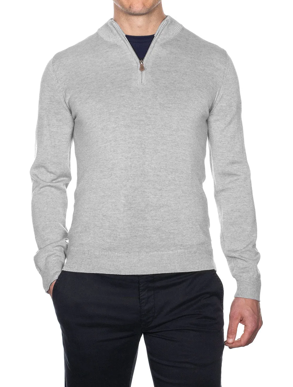 Half Zip Merino Wool Jumper Grey