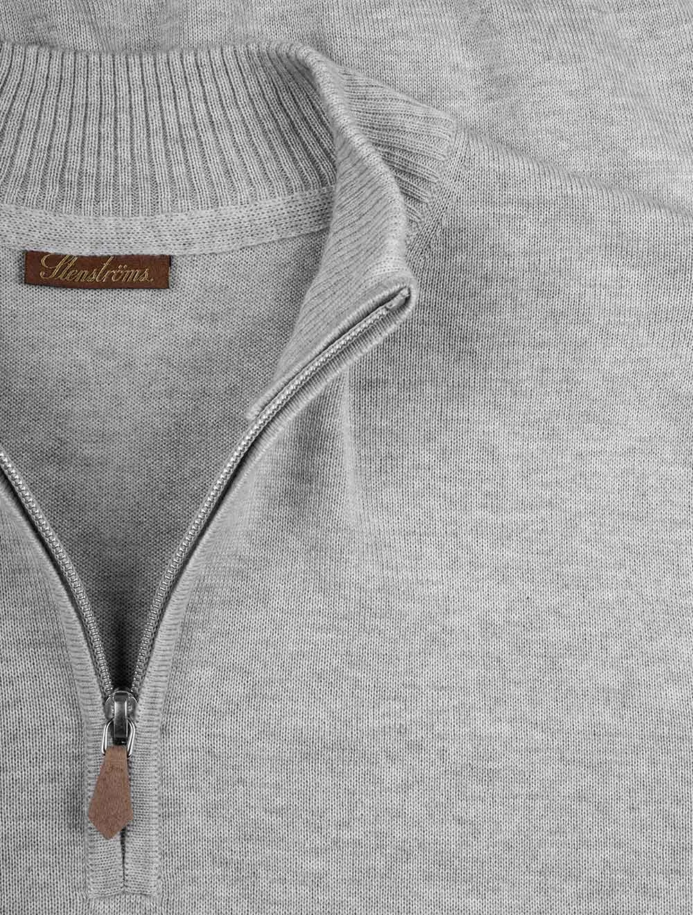 Half Zip Merino Wool Jumper Grey