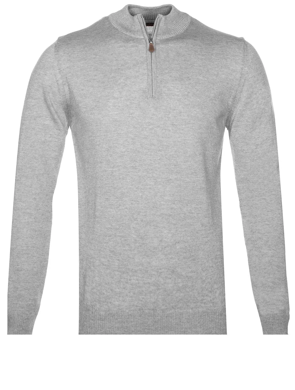 Half Zip Merino Wool Jumper Grey